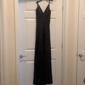 Formal Black Floor-Length Sequin Dress